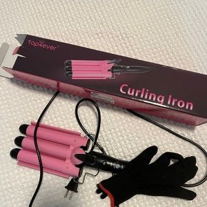 Alure Three Barrel Curling Iron Wand with LCD Temperature Display - 1 Inch Cera